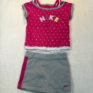 NIKE Infant T-Shirt & Skort Size 24 Months Pink Gray Summer